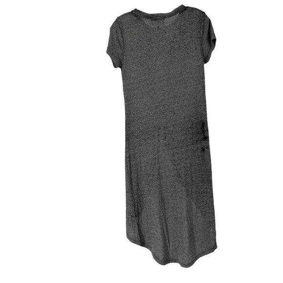 Gray High Low Knot Front Top Midi Length Burnout Short Sleeve Olive+Oak Size S - Picture 2 of 9